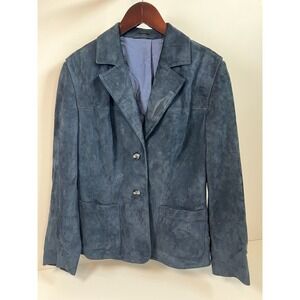 Vintage Melchinger Couture Suede Navy Jacket Women's Made in Germany Sz S (40?)